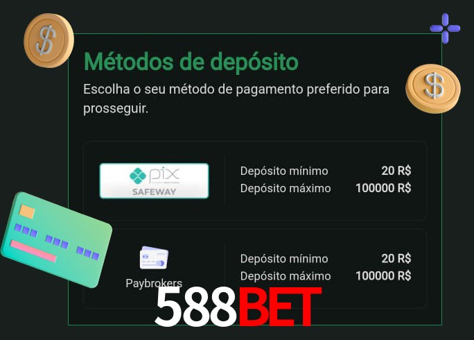 O cassino 588BET oferece uma grande variedade de métodos de pagamento